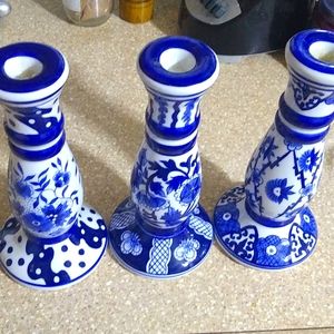 Vintage 10" Asian Candleholders (3)